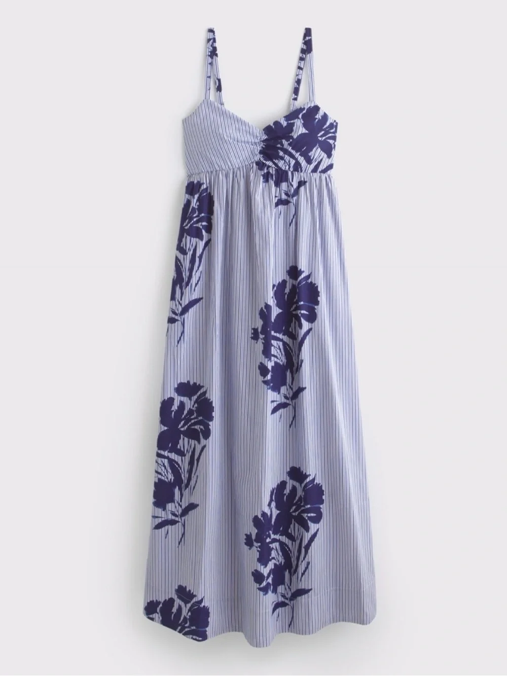 Sweetheart Babydoll Blue Floral Print Maxi Dress
